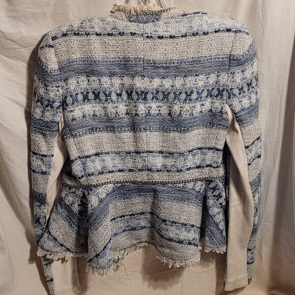 Rebecca Taylor Women's Tweed and Chain Open Front Fitted Blazer- Size 2 - Picture 2 of 10